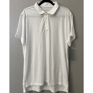 NWT The Men's Store Size Lg Polo Shirt White 100% Cotton Slub Knit Short Sleeves